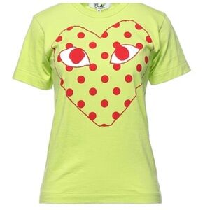 Comme des Garcons PLAY Lime Tee with Red Heart